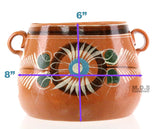 Olla De Barro Frijolera w/Lid 3.5 Qt. Canterito Cazuela Traditional Floral Decorative Artisan Artezenia Lead Free