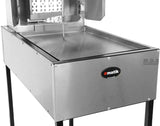 Ematik Trompo para Tacos Al Pastor Stainless Steel Cart with Traditional 8 Ceramic Bricks and Tray Heavy Duty Propane Gas Burner