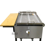 Ematic Griddle 31” 100% Heavy Duty Gauge Steel Stainless Steel Catering Cart with Table and 3 Condiment Holders Package Deal (Front Wood Table)