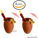 Cantarito De Barro 12 Oz Jarrito Loco Traditional Authentic Margarita Michelada Mexican Lead Free Red Clay ((2) Cantaritos)