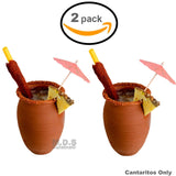 Cantarito De Barro 12 Oz Jarrito Loco Traditional Authentic Margarita Michelada Mexican Lead Free Red Clay ((2) Cantaritos)