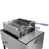 Ematic- Deep Fryer Stainless Steel 21 Qt. Dual Basket Commercial Grade Catering Cart