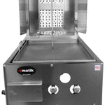Trompo para Tacos Al Pastor Stainless Steel Cart with Traditional 8 Ceramic Bricks and Heated Steel Griddle Heavy Duty Propane Gas Burner