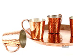 Shot Glass 100% Pure Hammered Copper Five Piece Set with Plate Mescalero Tequilero
