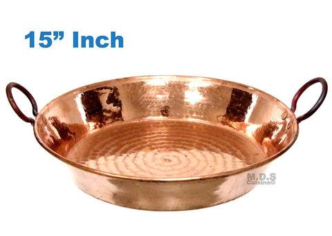 Paella Pan 15" Paellera de Cobre 100% Pure Copper Classic Cazo Traditional Seafood Spain