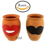 Cantarito De Barro 12 Oz Decorative Artisan Artezenia Jarrito Traditional Authentic Mexican Lead Free Red Clay Loco Margarita Michelada (2 Cantaritos)