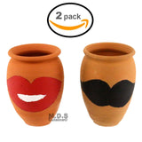Cantarito De Barro 12 Oz Decorative Artisan Artezenia Jarrito Traditional Authentic Mexican Lead Free Red Clay Loco Margarita Michelada (2 Cantaritos)