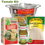 Tamale Tamalera Kit Steamer Pot 20 Qt Tamales Chile Verde Masa Maseca Corn Husks Vaporera (20 Qt Tamalera with Masa and 8 Oz Corn Husk)