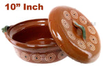 Cazuela De Barro 10“ with Top Lead Free Clay Traditional Floral Artisan Artezenia Olla Casserole Mexican
