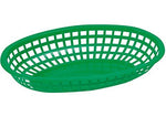 Food Baskets Oval Style Plastic Traditional Classic Restaurant Diner Commercial Green Fast Food Serving Basket Trays ((12) Restaurant Baskets)