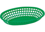 Food Baskets Oval Style Plastic Traditional Classic Restaurant Diner Commercial Green Fast Food Serving Basket Trays ((12) Restaurant Baskets)