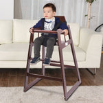 High Chair Kids Mahogany WoodenCommercial Kitchen Restaurant Supply Booster Seat with Straps