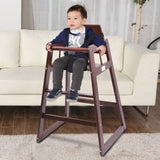 High Chair Kids Mahogany WoodenCommercial Kitchen Restaurant Supply Booster Seat with Straps