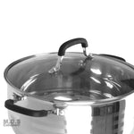 Dutch Oven Pot Stainless Steel 5 Layer Extra Impact Capsulated Bottom w/Lid Glass Olla Traditional Heavy Duty (11Qt)