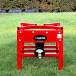 Ematik High Pressure Outdoor Propane Gas Single Burner Durable 100,000 BTU Red Steel Cooker Stove with Adjustable 20 PSI Hose and Regulator Made in The U.S.A.