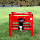 Ematik High Pressure Outdoor Propane Gas Single Burner Durable 100,000 BTU Red Steel Cooker Stove with Adjustable 20 PSI Hose and Regulator Made in The U.S.A.