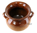 Olla De Barro Frijolera Brown Gloss Finish 6.5 Qt. Canterito Traditional Decorative Artisan Artezenia Lead Free Fishbowl