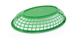 Food Baskets Oval Style Plastic Traditional Classic Restaurant Diner Commercial Green Fast Food Serving Basket Trays ((12) Restaurant Baskets)