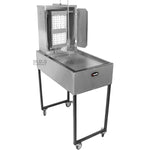 Ematik Trompo para Tacos Al Pastor Stainless Steel Cart with Traditional 8 Ceramic Bricks and Tray Heavy Duty Propane Gas Burner