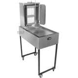 Ematik Trompo para Tacos Al Pastor Stainless Steel Cart with Traditional 8 Ceramic Bricks and Tray Heavy Duty Propane Gas Burner