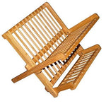 Dish Rack 17.5” Bamboo 2 Tier Collapsible Folding Drying Utensil Dishes Holder