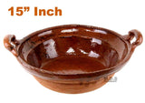 Cazuela De Barro 15" Brown Interior Finish Lead Free Mexican Casserole Clay Traditional Decorative Artisan Olla Artezenia