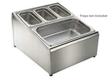 Condiment Holder 18/8 100% Durable Stainless Steel Heavy Duty Commercial Grade Condiment Dual Opening Table-top Platform Rack for Steam Table Trays