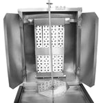 Ematik Trompo para Tacos Al Pastor Stainless Steel Cart with Traditional 8 Ceramic Bricks and Tray Heavy Duty Propane Gas Burner