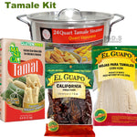 Tamale Tamalera Kit Steamer Pot 24 Qt Tamales Chile Verde Masa Maseca Corn Husks Vaporera (24 Qt Pot with Masa and 8 Oz Corn Husks)