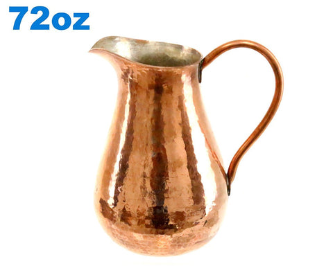 Pitcher Jar 100% Copper Hammered Handcrafted 72 oz. Pitcher