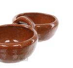 Salsero’s De Barro Double Traditional Lead Free Mexican Clay Salsa Serving Bowls 2 in 1