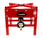 Ematik High Pressure Outdoor Propane Gas Single Burner Durable 100,000 BTU Red Steel Cooker Stove with Adjustable 20 PSI Hose and Regulator Made in The U.S.A.