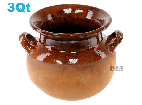 Olla De Barro Frijolera Brown Gloss Finish 3 Quart Canterito Traditional Decorative Artisan Artezenia Lead Free Fishbowl