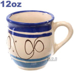 Tazas De Barro 12 Oz-10 Oz Jarrito Artisan Artezenia Mexican Clay Traditional Authentic Ponchero Hot Chocolate Champurrado Tepache Pulque Mug Cup Handmade Decorative (Blue 12 Oz)