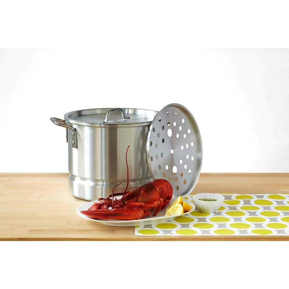 Stock-Pot 8 Qt Aluminum Steam-Pot with Steamer Rack TamalesHeavy