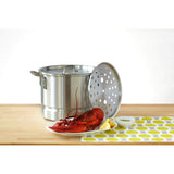 Stock-Pot 8 Qt Aluminum Steam-Pot with Steamer Rack TamalesHeavy Duty Commercial Kitchen Restaurant Olla