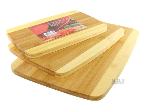 Cutting Board Bamboo 3 Piece Set Kitchen Carving Chopping Thick Board
