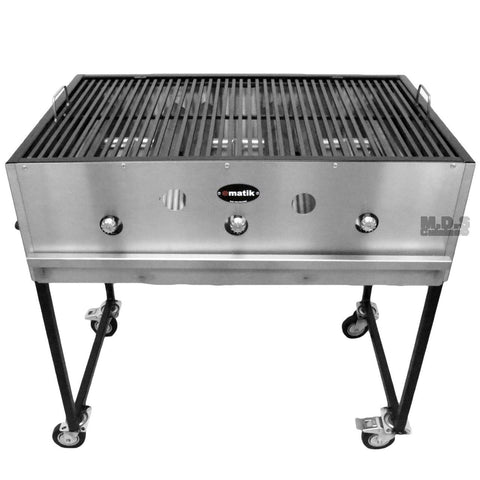 Ematic Catering Cart 36” Grill 100% Pure Heavy Duty Gauge Steel Commercial Stainless Steel Taco Cart