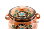 Olla De Barro Frijolera w/Lid 5.5 Qt. Canterito Cazuela Casserole Traditional Floral Decorative Artisan Artezenia Lead Free Fishbowl