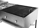 Ematic Catering Cart 24” Griddle 100% Pure Heavy Duty Gauge Steel Commercial Stainless Steel Taco Cart with 3 Steamers and 24" Grill 3 in 1