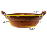 Cazuela De Barro 15" Brown Interior Finish Lead Free Mexican Casserole Clay Traditional Decorative Artisan Olla Artezenia