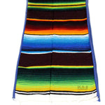 Ematik Serape Traditional Vibrant Colorful 100% Mexican Table Runner Zarape Throw Blanket Table Linen from Saltillo Coahuila Fiesta (Cobalt Blue)