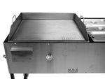 Ematic Catering Cart 24” Griddle 100% Pure Heavy Duty Gauge Steel Commercial Stainless Steel Taco Cart Grill with Steamer and Convex Comal