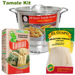 Tamale Tamalera Kit Steamer Pot 24 Qt Tamales Chile Verde Masa Maseca Corn Husks Vaporera (24 Qt Pot with Masa and 8 Oz Corn Husks)