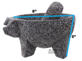 Molcajete Pig Head  Lava Stone 8" Mortar Pestle Bowl Tool Spice Grinder New