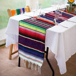 Ematik Serape Traditional Vibrant Colorful 100% Mexican Table Runner Zarape Throw Blanket Table Linen from Saltillo Coahuila Fiesta (Cobalt Blue)