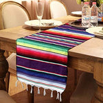 Ematik Serape Traditional Vibrant Colorful 100% Mexican Table Runner Zarape Throw Blanket Table Linen from Saltillo Coahuila Fiesta (Cobalt Blue)