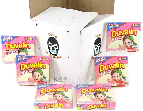 Mexican Candy Duvalin Ricolino Bi Sabor Vainilla Y Fresa Wholesale Vanilla and Strawberry Flavored Creme Cream Pudding Dulces Mexicanos ... ... (24 Boxes of Duvalin (432 Pieces))