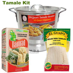Tamale Tamalera Kit Steamer Pot 24 Qt Tamales Chile Verde Masa Maseca Corn Husks Vaporera (24 Qt Pot with Masa and 8 Oz Corn Husks)