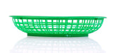 Food Baskets Oval Style Plastic Traditional Classic Restaurant Diner Commercial Green Fast Food Serving Basket Trays ((12) Restaurant Baskets)